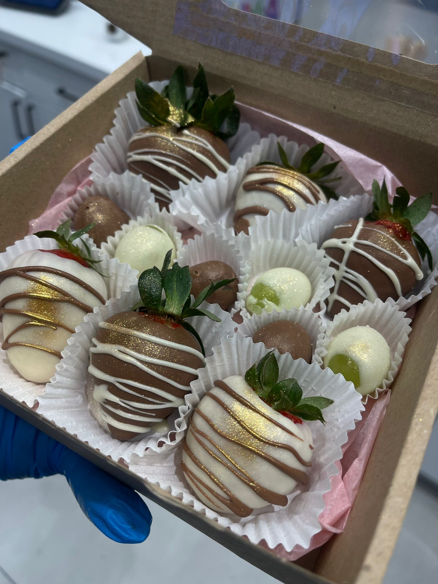 Gift box with strawberries