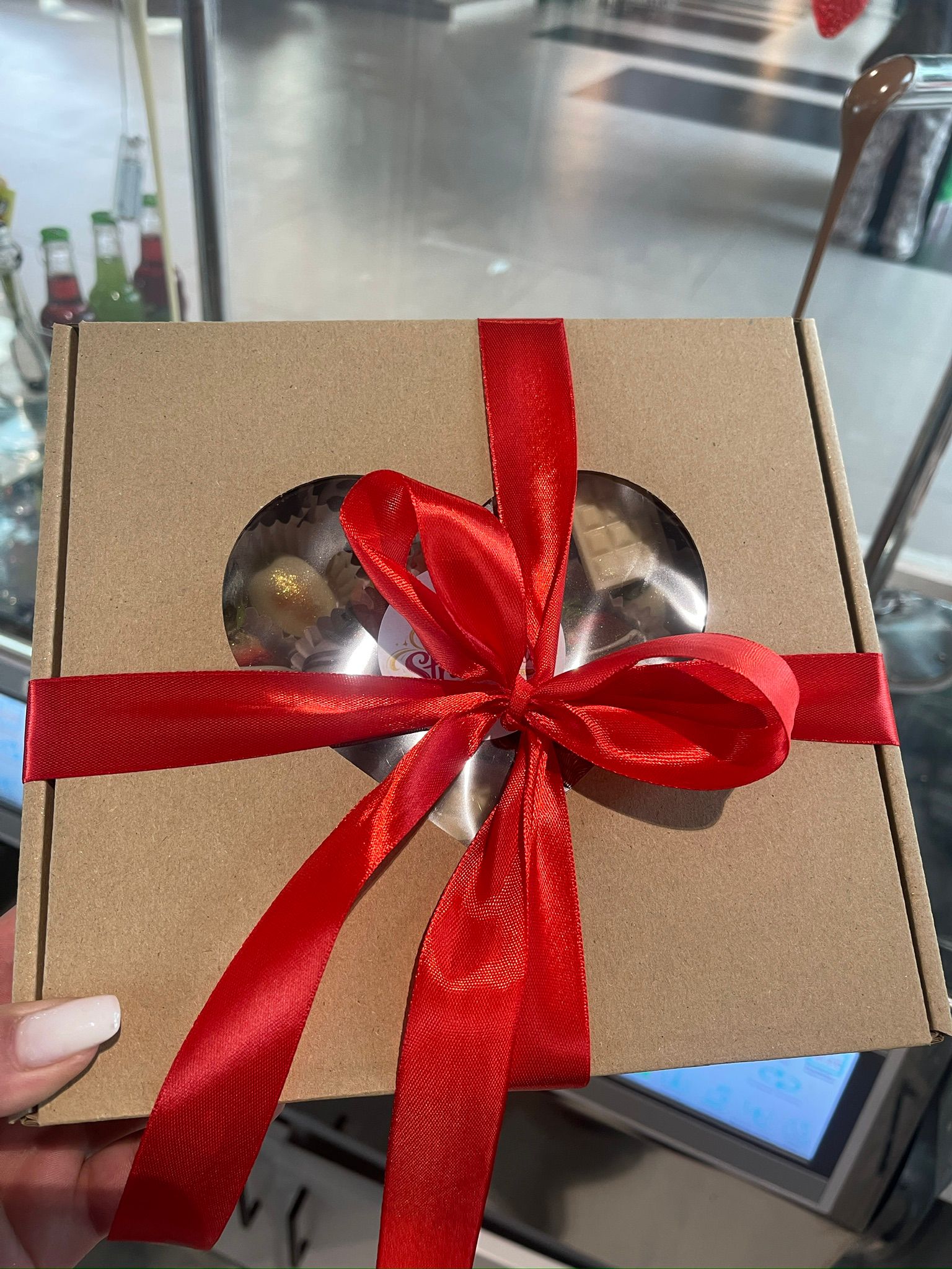 Heart Gift Box with Chocolate Strawberries and Grapes