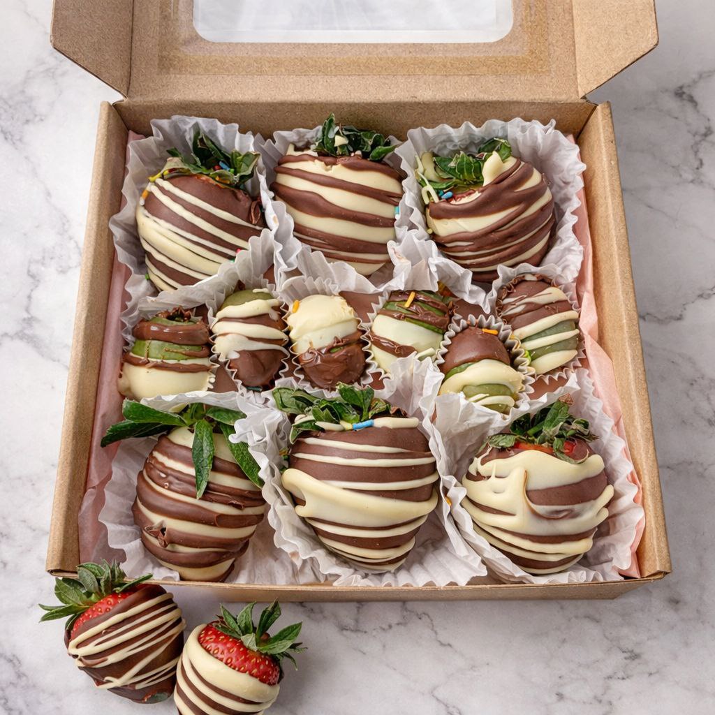 Gift box with strawberries